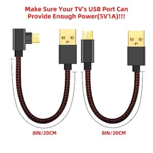 2 Pack 8 Inches Power Cable for Amazon Fire TV Stick Power up Your Fire Stick from Your TV's USB Port, Micro USB Cable for Amazon Fire Stick Power Cord