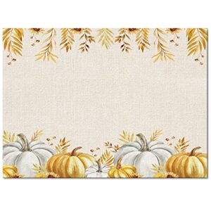 Rugs for Bedroom Living Room Office Kitchen, Watercolor (Gold and White) Pumpkin Leaves Thanksgiving Fall Harvest Soft Carpet Washable Area Rugs, Indoor 5x7 Feet Floor Rug for Home Decor Aesthetic