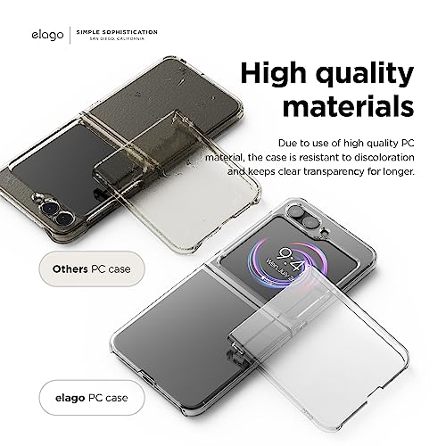 elago Compatible with Samsung Galaxy Z Flip 5 Case - Clear Case, Hard PC Cover, Anti-Yellowing, Crystal Clear, Shockproof Bumper Cover, Full Body Protection