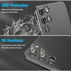 OuYteu [3+2Pcs]*2 Pack For Samsung Galaxy S23/S23 Plus Camera Lens Protector, 9H Tempered Glass Camera Cover Screen Protector Metal Separate Ring For S23/S23 Plus 5G 2023 [Mounting Tray]