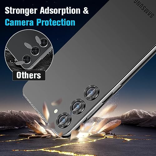 OuYteu [3+2Pcs]*2 Pack For Samsung Galaxy S23/S23 Plus Camera Lens Protector, 9H Tempered Glass Camera Cover Screen Protector Metal Separate Ring For S23/S23 Plus 5G 2023 [Mounting Tray]