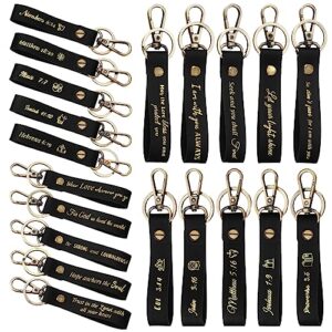 20 pcs christian key chain leather religious keychain inspirational bible key chains verse quote keychains christmas gifts (black gold)
