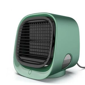 portable air conditioner fan mini, personal air cooler, air conditioner fan with 3 speeds, personal mini evaporative air cooler for home, office and room, usb charging, quiet,green