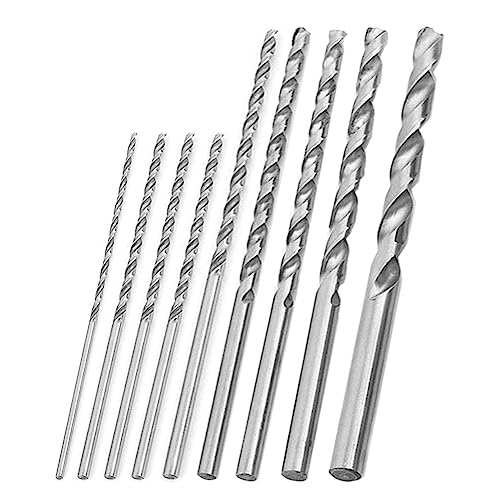 Saipe 9PCS 150-200mm Extra Long Twist Drill Bits Set Round Straight Shank Tool Sets, Lengthened High Speed Steel Twist Drill Set Tool for Wood Plastic and Aluminum(2-10mm OD)