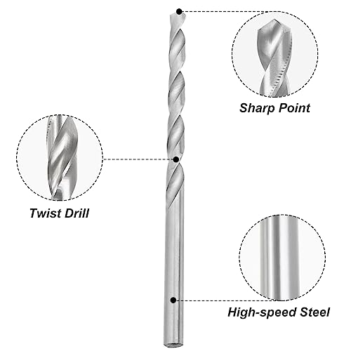 Saipe 9PCS 150-200mm Extra Long Twist Drill Bits Set Round Straight Shank Tool Sets, Lengthened High Speed Steel Twist Drill Set Tool for Wood Plastic and Aluminum(2-10mm OD)