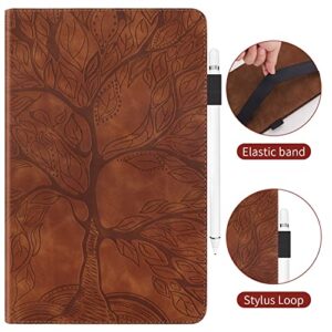 Tablet PC Case Compatible with Kindle Fire 7 Tablet Case 2022 12th PU Leather Case Flip Wallet Protective Cover Tree of Life Tablet Case Card Slot Tablet PC Cover Tablet Home (Color : Brown)