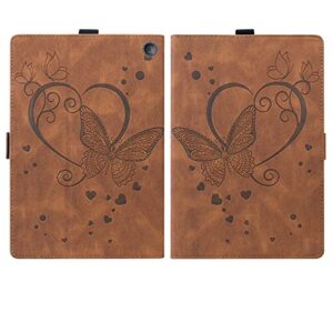 tablet pc case compatible with kindle fire 7 tablet case 2022 12th butterfly embossed folding stand protective cover shockproof pu leather flip case card slot tablet pc case tablet home (color : brow