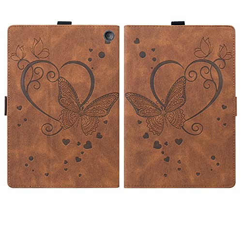 Tablet PC Case Compatible with Kindle Fire 7 Tablet Case 2022 12th Butterfly Embossed Folding Stand Protective Cover Shockproof PU Leather Flip Case Card Slot Tablet PC Case Tablet Home (Color : Brow