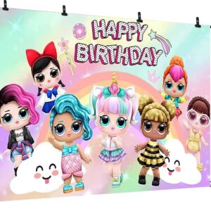 7X5FT Doll Toy Backdrop Girls Happy Birthday  Photo Photography Backdrops Dolls Birthday Party Background Newborn Baby Shower Banner 