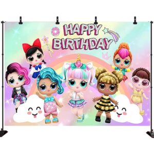 7X5FT Doll Toy Backdrop Girls Happy Birthday  Photo Photography Backdrops Dolls Birthday Party Background Newborn Baby Shower Banner 