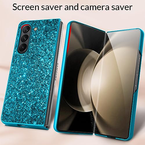 ZIYE Case for Samsung Galaxy Z Fold 5 5G,Galaxy Z Fold 5 5G Case for Women Girls Glitter Sprakle Bling Anti-Slip Shockproof Protection Fold Cover Case for Samsung Galaxy Z Fold5 5G,Blue