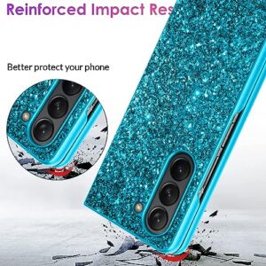 ZIYE Case for Samsung Galaxy Z Fold 5 5G,Galaxy Z Fold 5 5G Case for Women Girls Glitter Sprakle Bling Anti-Slip Shockproof Protection Fold Cover Case for Samsung Galaxy Z Fold5 5G,Blue