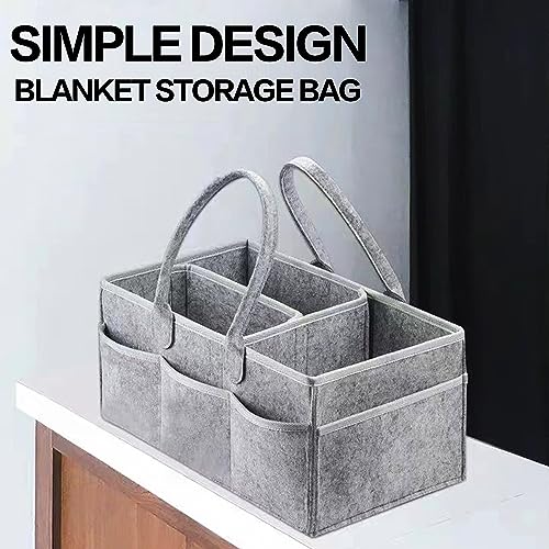 Baby Diaper Caddy Organize,Nursery Basket Set,Boys Girls Nursery Storage Bin,Large Nursery Holder Tote with Removable Compartments,Car Organizer for Diapers and Baby Wipes Newborn Essentials (Gray)