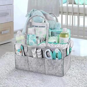 Baby Diaper Caddy Organize,Nursery Basket Set,Boys Girls Nursery Storage Bin,Large Nursery Holder Tote with Removable Compartments,Car Organizer for Diapers and Baby Wipes Newborn Essentials (Gray)