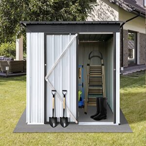 glanzend 5ft x 3ft metal outdoor storage garden shed, with single lockable door & vents, waterproof anti-corrosion weatherproof, tool house equipments organizer for backyard lawn garage, white