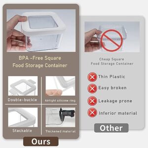 2 Pack Square Food Container Set with Lid, 0.7L Medium Pantry Airtight Storage Containers for Kitchen, BPA-Free Thick Plastic Canisters for Grains, Candies, Snacks, Cookies Container (700ml/23oz)