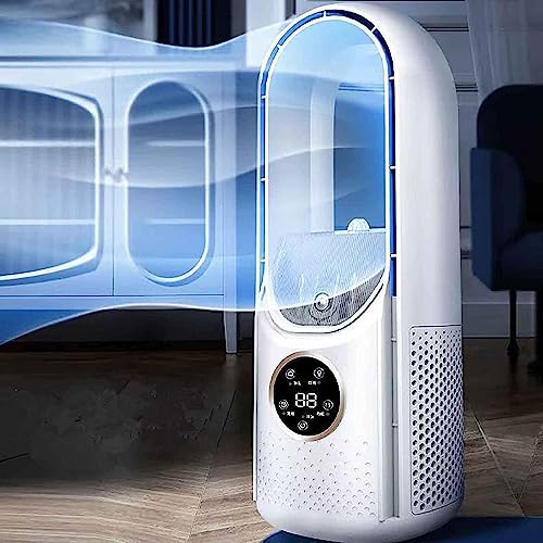 Portable Air Conditioner, USB Leafless Fan Household Dormitory Office Desktop Humidification Electric Fan, Multifunctional Timing Air Conditioning Fan, for Office Bedroom Travel Camping (Blue)