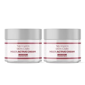 (2 pack) nu-glo cream - nu glo brightening and hydrating facial skin renewing cream - anti-aging overnight facial moisturizer - nuglo multi active cream