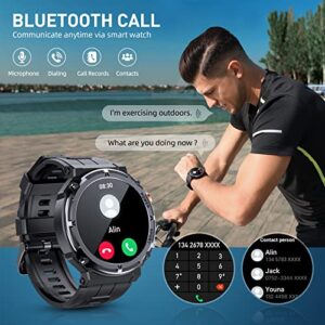 PUREROYI Smart Watch, 5ATM Waterproof Military Smart Watches for Men with Bluetooth Call (Answer/Dial Call), 1.39'' Outdoor Tactical Fitness Tracker Watch with 111 Sports Moeds for Android iOS Phone