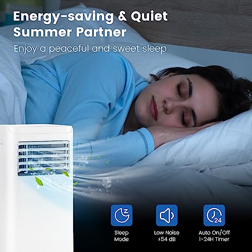 SIMOE 10000 BTU Portable Air Conditioners, Portable AC Unit with Cool, Dehumidifier & Fan Modes, Cools up to 350 Sq. Ft, Room Air Conditioners with Remote Control, 24 Hour Timer, Installation Kit