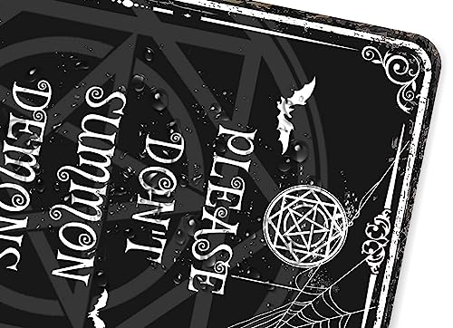 Spooky Metal Sign Please Do Not Summon Demons In The Bathroom,Gothic Bathroom Decor Wall Art,Halloween Decorations Witchy Goth Room Decor 12x8 Inches