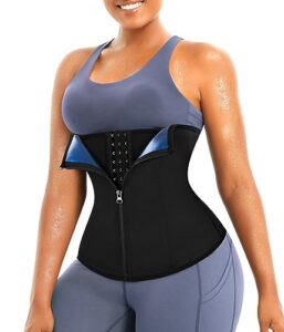 leinidina womens waist trainer corset with zipper sweat waist trimmer for women workout belt corset shapewear black