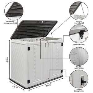 Outvita Outdoor Horizontal Storage Sheds, 34 Cu Ft Weather Resistant Resin Tool Shed, Multi-Opening Door Waterproof & Lockable for Storage of Bike, Trash Cans, Garden Tools, Lawn Mowers