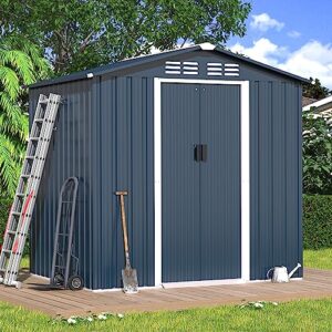delnavik 6'x4' outdoor metal storage shed, metal shed kit with double doorknobs and air vents waterproof sheds cabinet for patio and outside storage