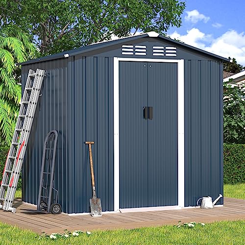 Delnavik 6'X4' Outdoor Metal Storage Shed, Metal Shed Kit with Double Doorknobs and Air Vents Waterproof Sheds Cabinet for Patio and Outside Storage