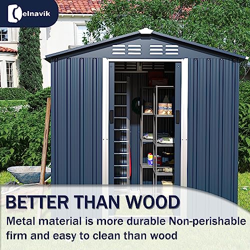 Delnavik 6'X4' Outdoor Metal Storage Shed, Metal Shed Kit with Double Doorknobs and Air Vents Waterproof Sheds Cabinet for Patio and Outside Storage