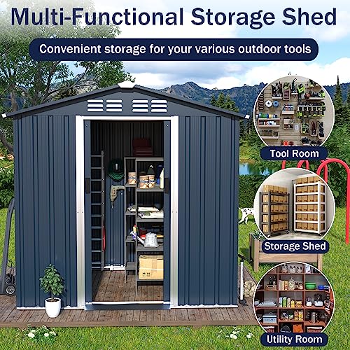 Delnavik 6'X4' Outdoor Metal Storage Shed, Metal Shed Kit with Double Doorknobs and Air Vents Waterproof Sheds Cabinet for Patio and Outside Storage