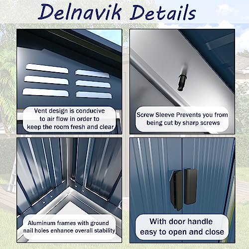 Delnavik 6'X4' Outdoor Metal Storage Shed, Metal Shed Kit with Double Doorknobs and Air Vents Waterproof Sheds Cabinet for Patio and Outside Storage