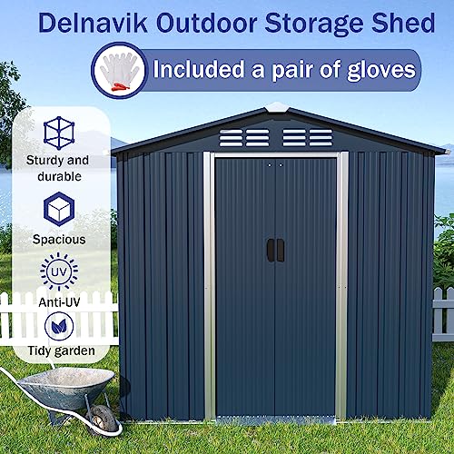 Delnavik 6'X4' Outdoor Metal Storage Shed, Metal Shed Kit with Double Doorknobs and Air Vents Waterproof Sheds Cabinet for Patio and Outside Storage