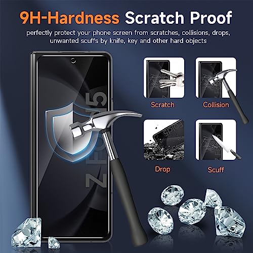 LYWHL [2+2 Pack] Samsung Galaxy Z Fold 5 Privacy Screen Protector + Camera Lens Protector, with Alignment Frame Easy Installation , Anti Spy HD Clear Tempered Glass Protector Film for Galaxy Z Fold 5 5G , Anti Scratch Bubble Free Case Friendly Front Scree