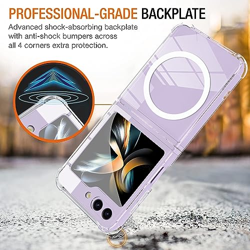 ZIYE for Samsung Galaxy Z Flip 5 Case [Compatible with MagSafe] Clear Magnetic Case for Women Men Wireless Charging Transparent PC Crystal Shockproof Protective Phone Case Cover for Z Flip 5 5G