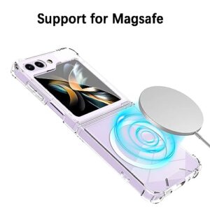 ZIYE for Samsung Galaxy Z Flip 5 Case [Compatible with MagSafe] Clear Magnetic Case for Women Men Wireless Charging Transparent PC Crystal Shockproof Protective Phone Case Cover for Z Flip 5 5G