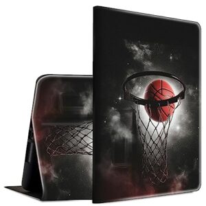 bfserobj case for all-new fire 7 tablet case 7" 12th generation 2022 release lightweight smart case pu leather adjustable stand protective cover with auto wake/sleep - basketball in galaxy