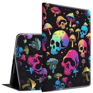 bfserobj case for kindle fire 7 tablet case 2019/2017 release 9th/7th generation lightweight smart case pu leather adjustable stand protective cover with auto wake/sleep - mushroom and skull
