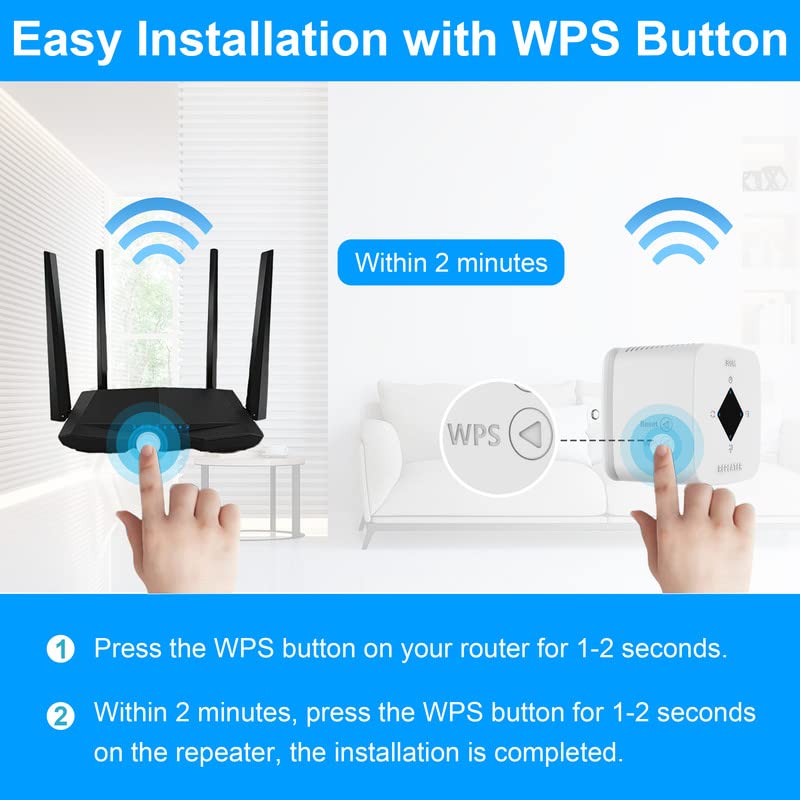 WiFi Extender, WiFi Extenders Signal Booster for Home, WiFi Booster and Signal Amplifier Covers Up to 4500 Sq. ft and 30 Devices, Internet Amplifier WiFi Repeater