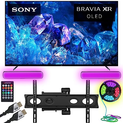 Sony XR55A80K Bravia XR A80K 55 inch 4K HDR OLED Smart TV (Renewed) Bundle with Monster HDMI Cables Monster TV Wall Mount for 32-70 inch and Monster Lighting