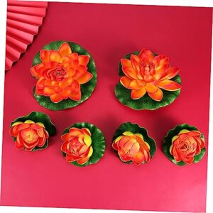 DECHOUS 6pcs White Lantern White Decorations Home Decoration Pool Decorations Artificial Floating Lilly Pads Red Artificial Flower Fake Plant Water Lily Betta Fish Aquatic Plants