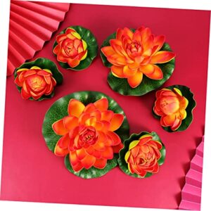 DECHOUS 6pcs White Lantern White Decorations Home Decoration Pool Decorations Artificial Floating Lilly Pads Red Artificial Flower Fake Plant Water Lily Betta Fish Aquatic Plants