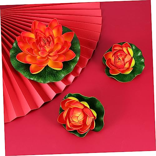 DECHOUS 6pcs White Lantern White Decorations Home Decoration Pool Decorations Artificial Floating Lilly Pads Red Artificial Flower Fake Plant Water Lily Betta Fish Aquatic Plants