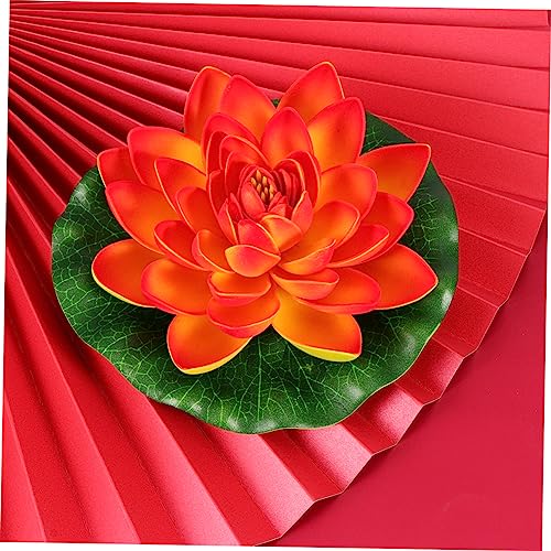 DECHOUS 6pcs White Lantern White Decorations Home Decoration Pool Decorations Artificial Floating Lilly Pads Red Artificial Flower Fake Plant Water Lily Betta Fish Aquatic Plants