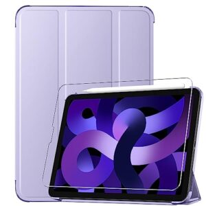 temdan designed for ipad air 5th generation case 2022/ ipad air 4th generation case 2020 10.9 inch,[1 pcs tempered glass screen protector] slim stand hard back shell case for ipad air 5/4 case-purple