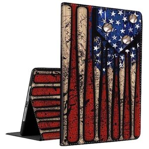 case for ipad pro 11 inch 4th/3rd/2nd/1st generation 2022/2021/2020/2018, fit also ipad air 4/5 th 10.9 inch adjustable stand auto sleep/wake, american flag baseball