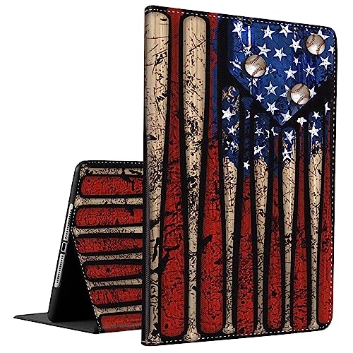 Case for iPad Pro 11 Inch 4th/3rd/2nd/1st Generation 2022/2021/2020/2018, Fit Also iPad Air 4/5 th 10.9 inch Adjustable Stand Auto Sleep/Wake, American Flag Baseball