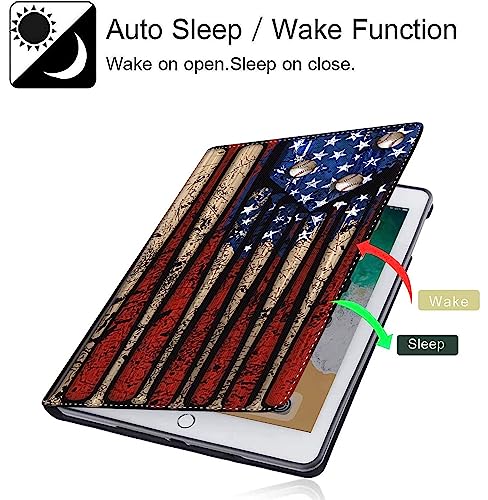 Case for iPad Pro 11 Inch 4th/3rd/2nd/1st Generation 2022/2021/2020/2018, Fit Also iPad Air 4/5 th 10.9 inch Adjustable Stand Auto Sleep/Wake, American Flag Baseball