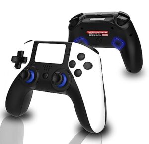 megacom p4 pc wireless controller - gamepad with 2 remap keys, rechargeable battery, 3.5mm audio jack, speaker, multi-touch pad, dual vibration - compatible with pc & p4