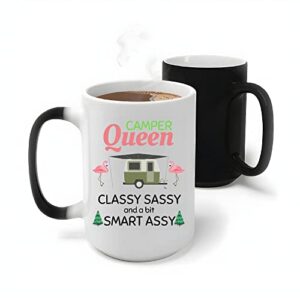 classy saucy gift for smart assy camper queen 11oz 15oz color changing mug